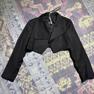 NWT MAX & CO Black Wool Blend Long Sleeve Crop Jacket Women's Size 4